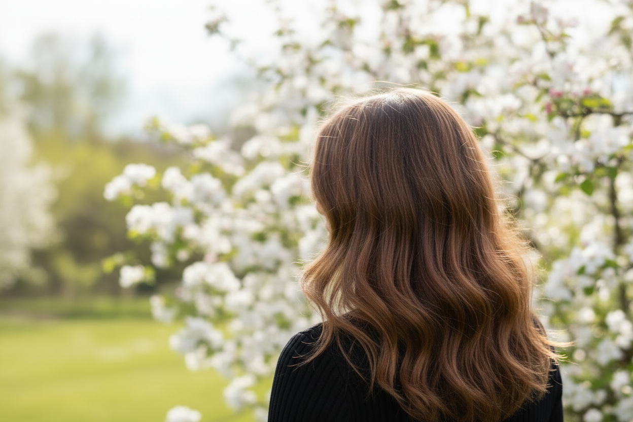 Natural Hair with Spring Blossoms - More Background
